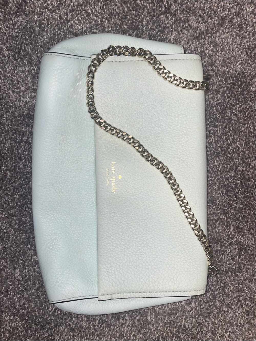 kate spade Pale Blue Pebbled Leather Chain Shoulder Bag